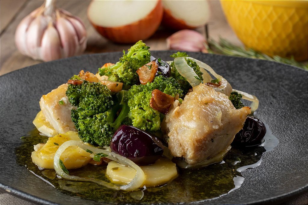 Bacalhau assado com batata e brócolis congelado 350g