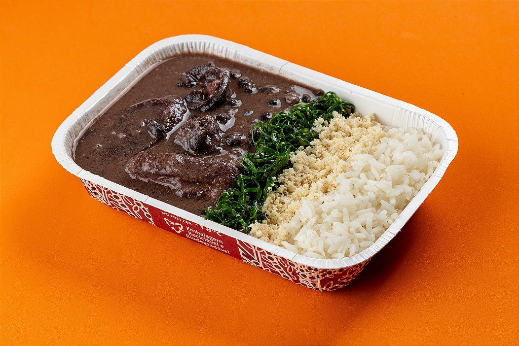 Feijoada light com arroz branco, couve refogada e farofa de bacon 400g