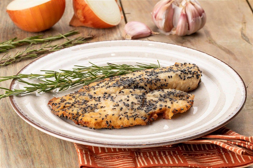 Filé de tilápia com gergelim preto congelado 150g