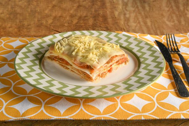 Lasanha vegetariana de palmito pupunha com berinjela e queijo congelado 500...